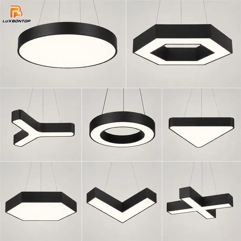 Modern geometric LED pendant lights for offices and commercial projects