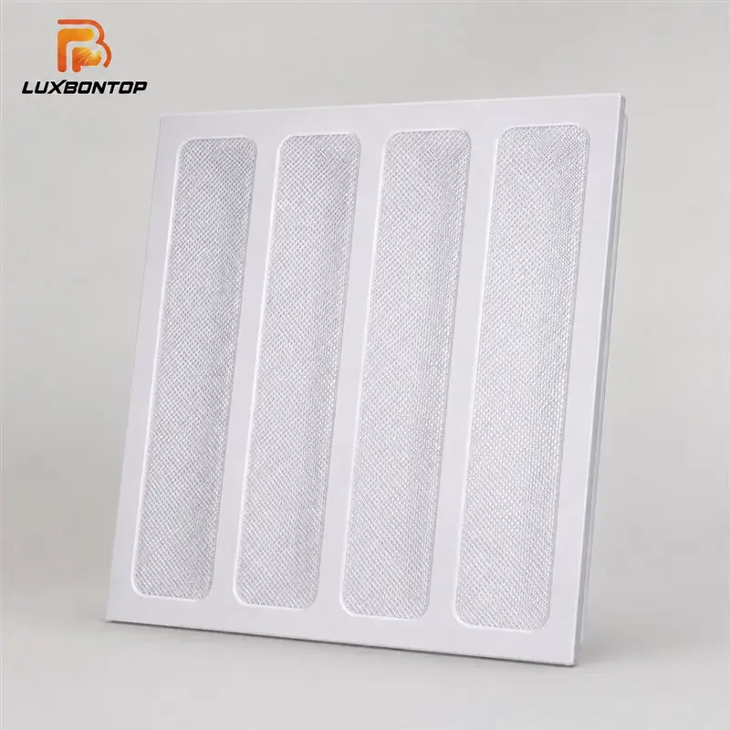 Four-section LED panel light for offices and commercial ceilings